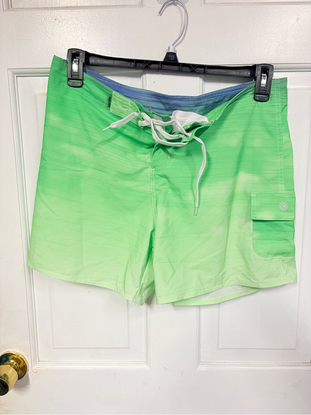 raya sun Lime Gradient Men's Swim Shorts with Blue Waistband